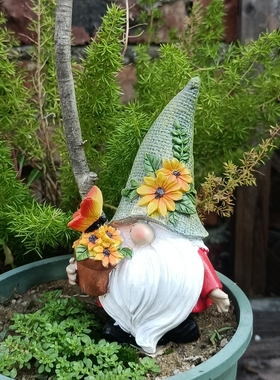 甘道夫矮人摆件花园庭院露台桌面装饰地精创意艾草蚊香网红盆造景