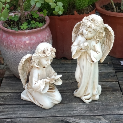 天使ins风新款小众diy定制欧式祈祷小女孩仙花园露台布景多肉花盆