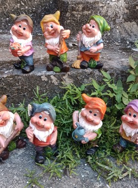 七个小矮人物庭院植园艺童话白雪公主民宿阳台农场花盆造景摆设