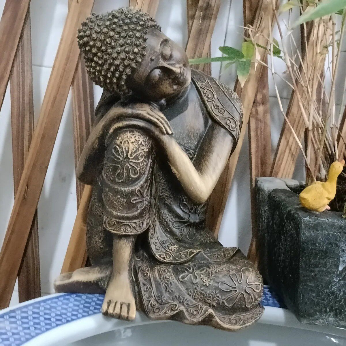 新中式家居禅意佛像摆件入户花园装饰品茶室庭院造景睡佛工艺品