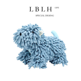 擦手巾 LIFE.卡通雪尼尔小狗公仔厨房卫生间擦手球毛巾挂式 LBLH