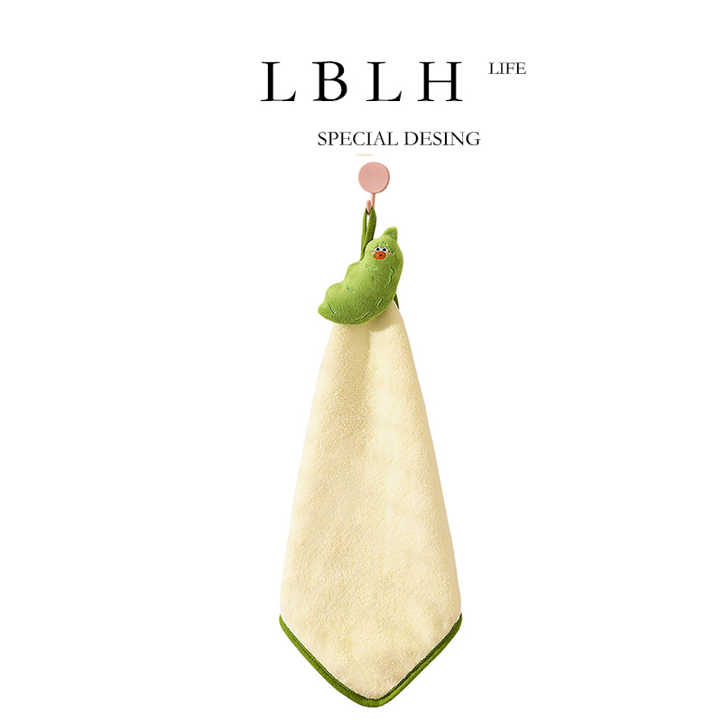 LBLH'S LIFE.萌趣搞怪儿童擦手巾挂式吸水珊瑚绒厨房浴室两用方巾