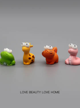 好无聊！摆几个可爱动物治愈心情仿真小摆件电脑日式工位办公桌面