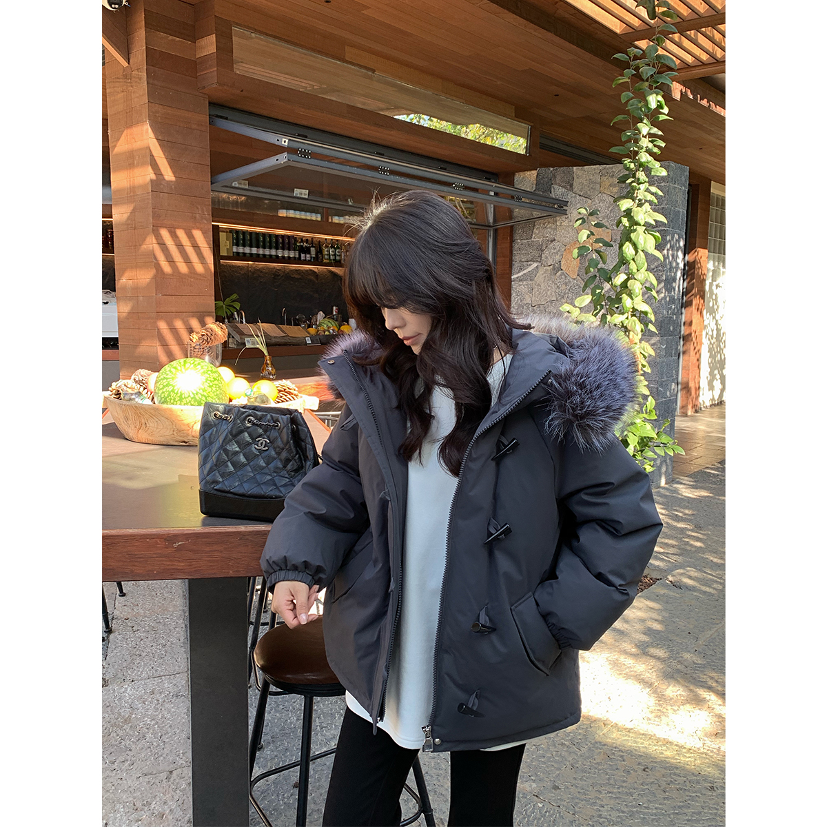 小个子白鸭绒羽绒服女韩版派克服