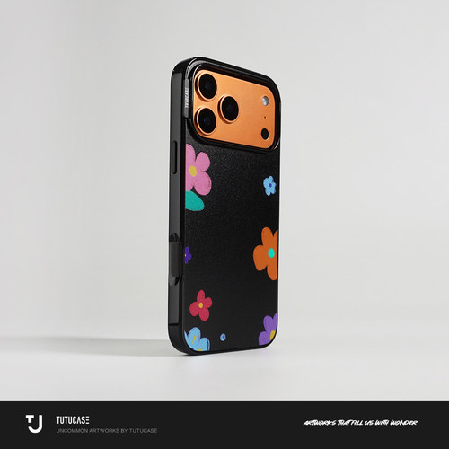 TUTUCASE｜原创黑框轻薄贝贝壳拍摄键保护手机壳 花花 BB12