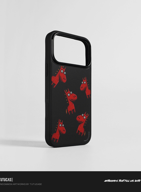 TUTUCASE｜原创黑框软边磨砂哑光植绒磁吸手机壳 红运小马 BB24