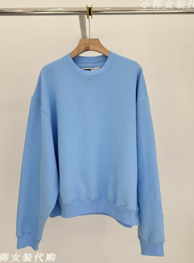 韩国进口女装addicted代购2025冬季净色百搭宽松加绒休闲卫衣