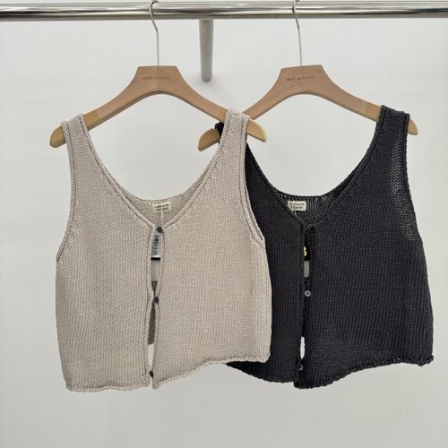 韩国进口LAMAGIE FEMME女装代购2025秋款V领系扣针织衫背心毛衣