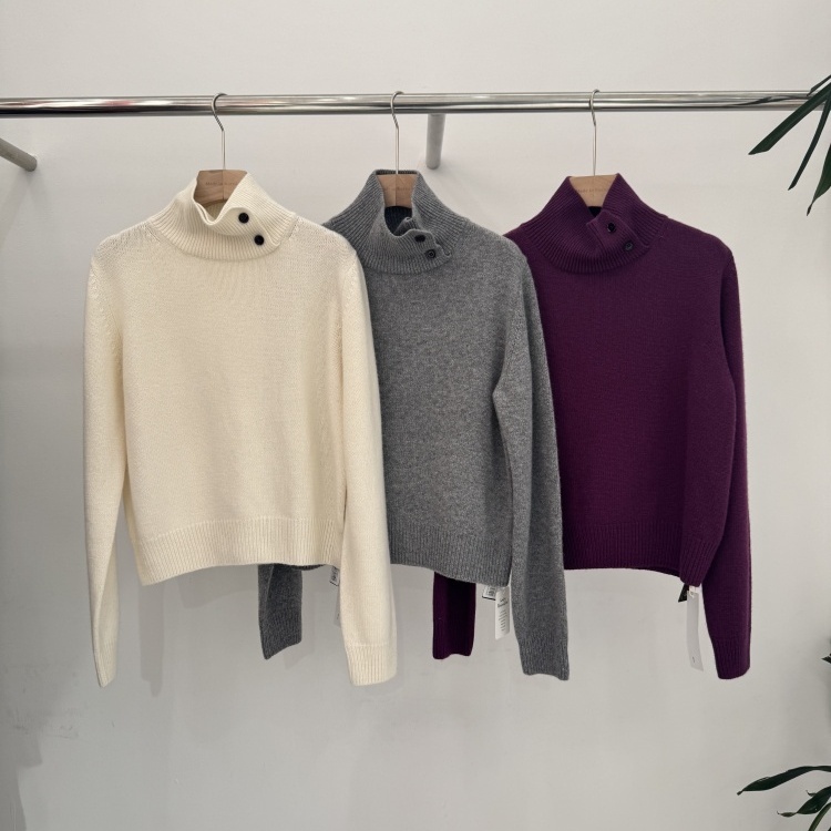 韩国女装LAMAGIE FEMME代购2025冬季高领净色百搭短款针织衫毛衣