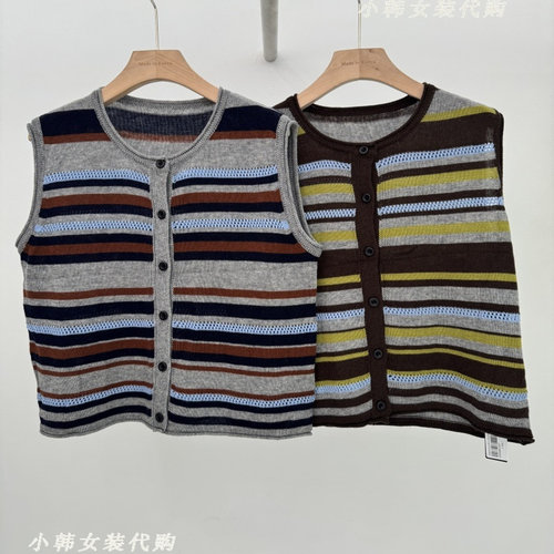 韩国LAMAGIE FEMME女装进口代购2025秋配领带V领羊毛针织开衫毛衣