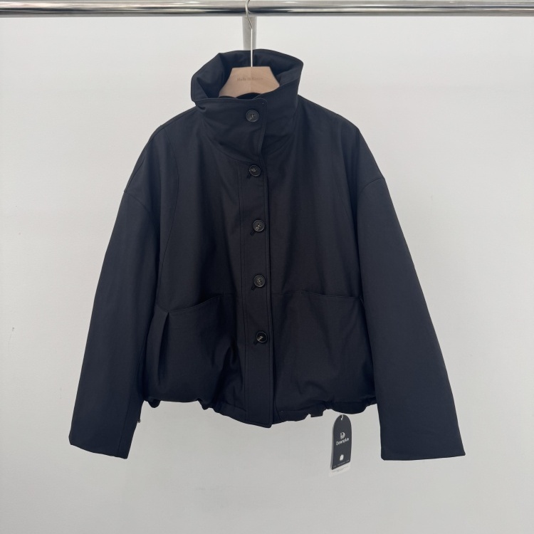 欧洲站女装进口代购2025冬季气质立领净色90白鹅绒羽绒服外套