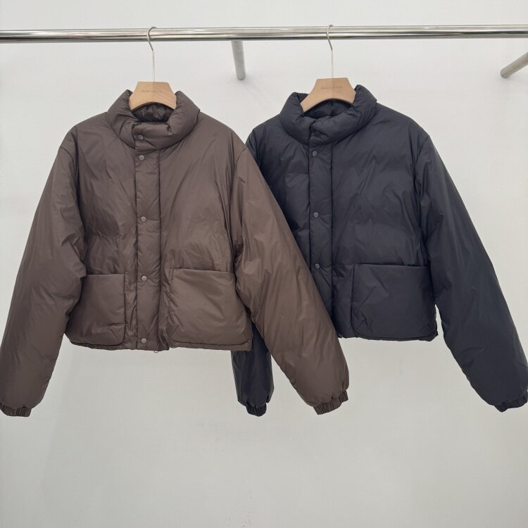 韩国东大门女装ID进口代购2025冬季白鸭绒净色宽松保暖羽绒服外套