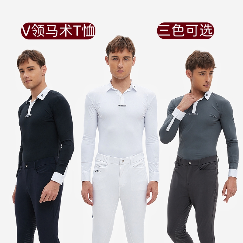马术赛事T恤白衬衫男士儿童速干透气比赛衬衣骑马服骑士装备用品