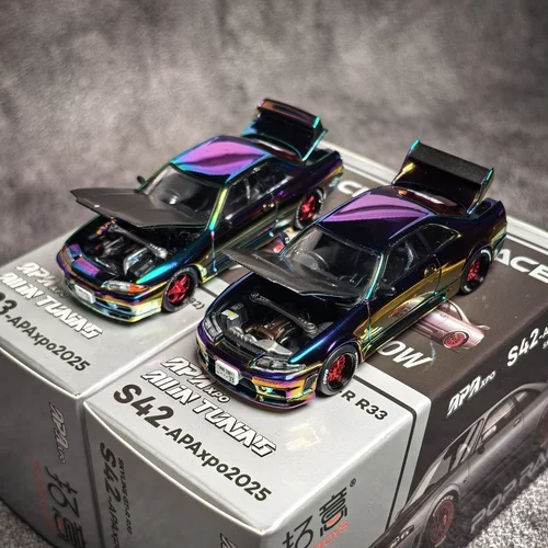 POPRACE 1:64 佛山展限定 尼桑 GTR R33 电镀变色 合金汽车模型