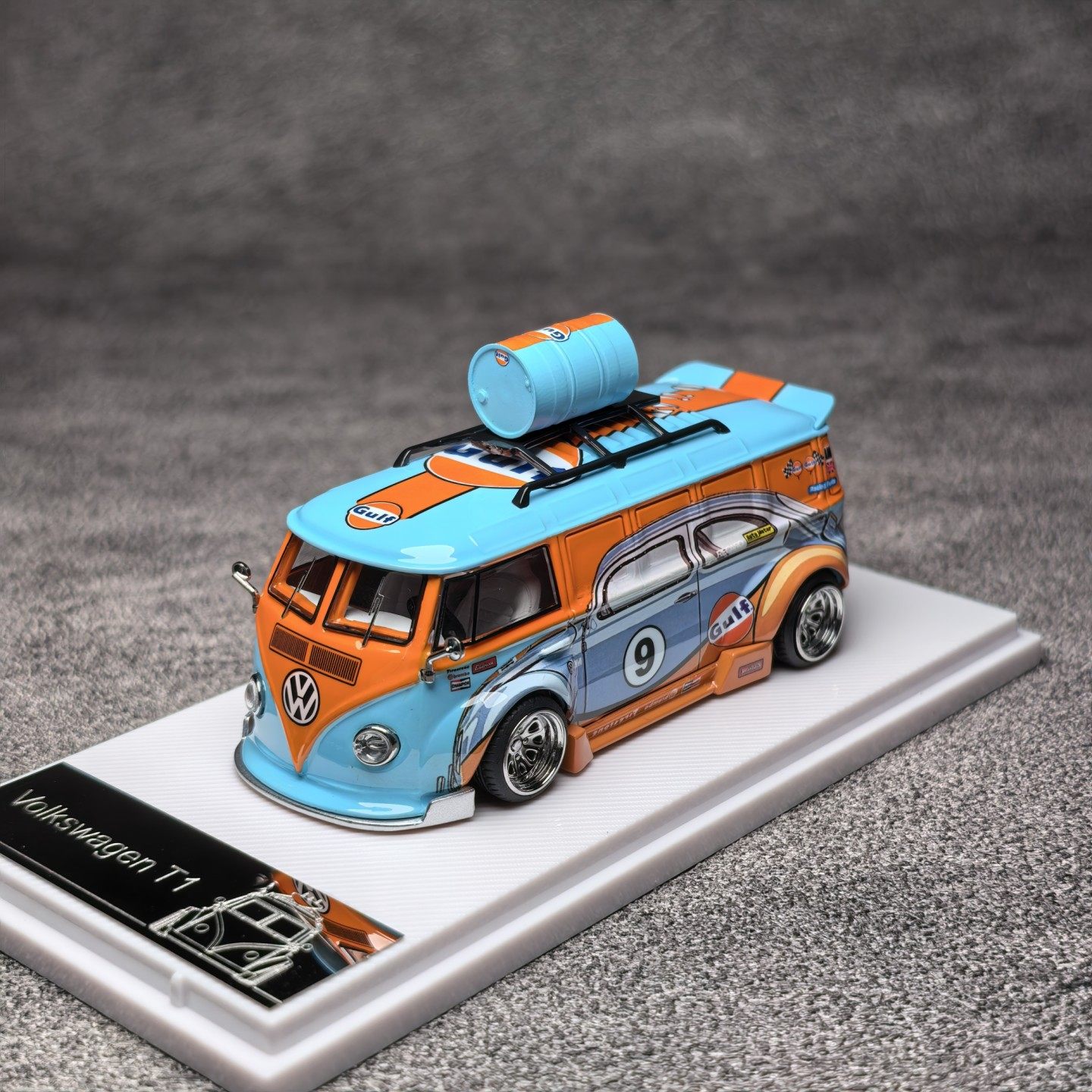 Liberty 1:64 大众VW T1 面包车 宽体低趴 海湾涂装 合金汽车模型