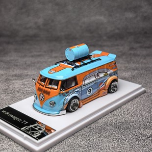 Liberty 1:64 大众VW T1 面包车 宽体低趴 海湾涂装 合金汽车模型