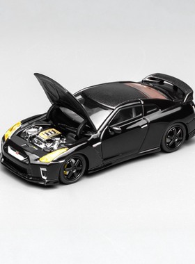 MH 1:64 NISSAN 日产GTR R35 黑色碳顶 机盖可开合金收藏汽车模型