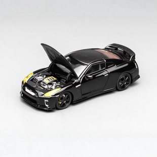 MH 1:64 NISSAN 日产GTR R35 黑色碳顶 机盖可开合金收藏汽车模型