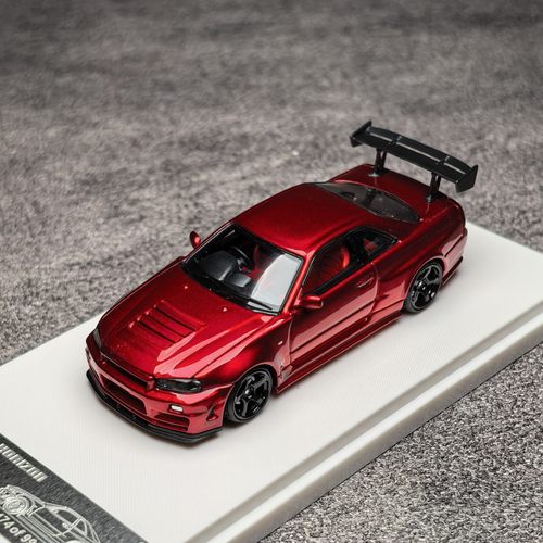 FH 1:64 日产Skyline天际线 GT-R (R34) 透明红开盖合金汽车模型