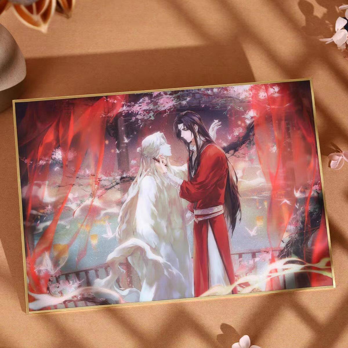 thumbnail for BEMOE Genuine Heavenly Official Blessing Animation Blowing Shadow Dust Series Bar Chirp Double Tin Badge Color Paper Stand