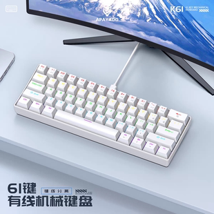 PGPN K61 小型机械键盘61键青轴小尺寸笔记本电竞游戏键盘鼠标