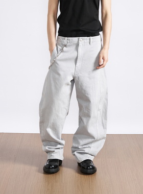 PMW 复古弯刀伐木裤纯棉立体挺阔休闲街头阔腿工装低腰长裤百搭夏