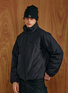 PMW 尼龙立领logo刺绣棉服男纯色宽松保暖防水休闲百搭面包服外套