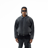 PMW 高街复古水洗做旧设计感重磅短宽棉衣翻领夹克廓形外套宽松冬