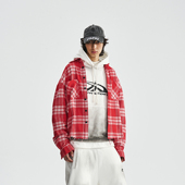 外套情侣款 PMW 手工破坏复古格纹衬衫 磨毛工艺衬衫 符龙飞同款 美式