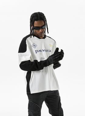 PMW 明星同款美式复古球衣冰球服男美式高街重磅长袖打底穿卫衣