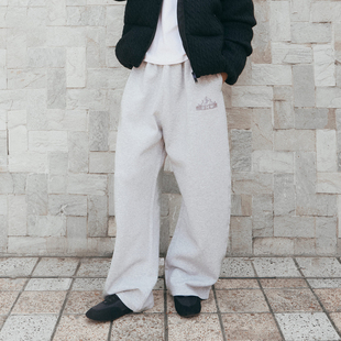 简约休闲长裤 PMW 型通勤直筒阔腿裤 亲肤宽松版 潮 松紧logo刺绣卫裤
