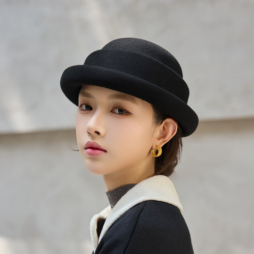 谷兜空间高支数澳洲羊毛呢褶皱女