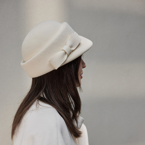 谷兜空间盆帽优雅女冬蝴蝶结