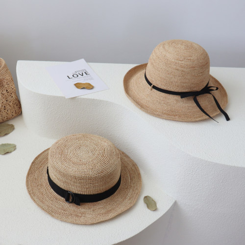 谷兜空间拉菲草渔夫帽平顶帽出游