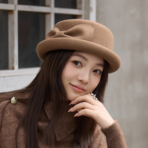 谷兜空间礼帽蝴蝶结出游秋冬女