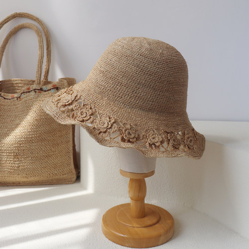 谷兜空间拉菲草渔夫帽出游遮阳女