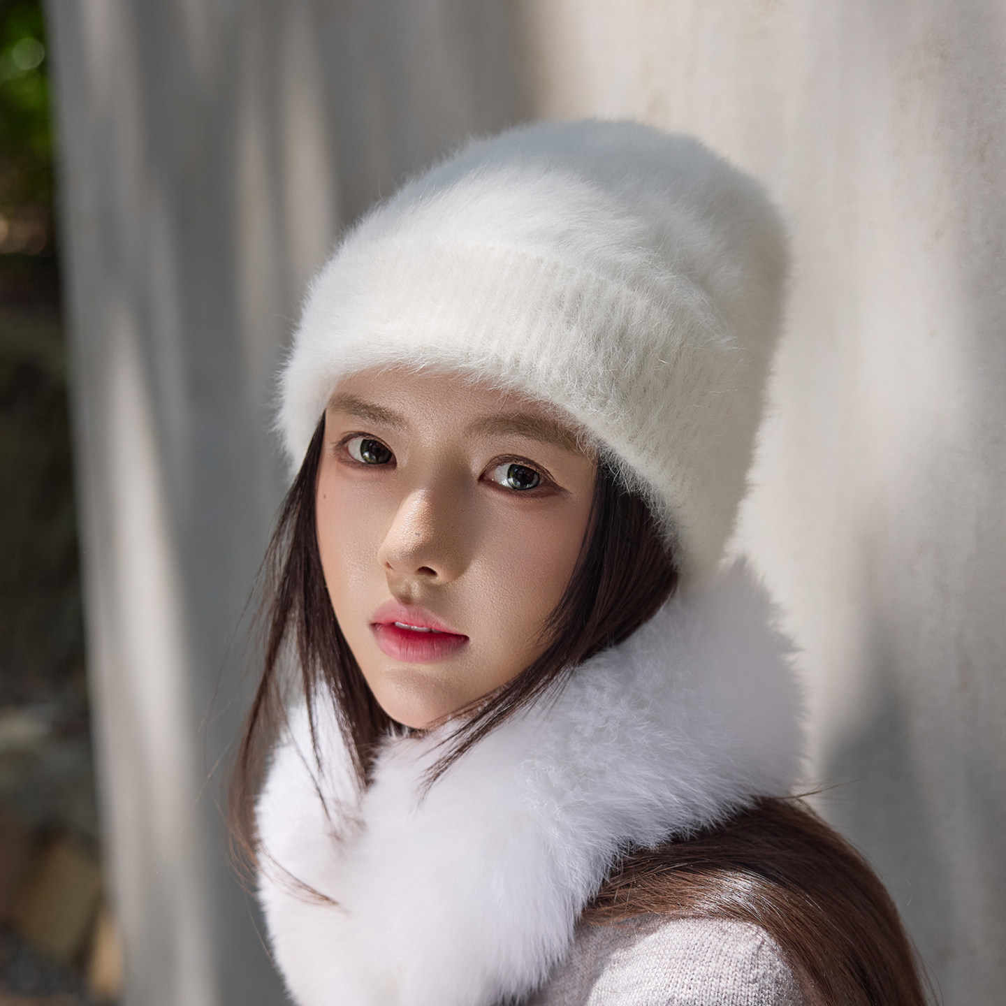 谷兜空间兔毛显脸小触感软糯女