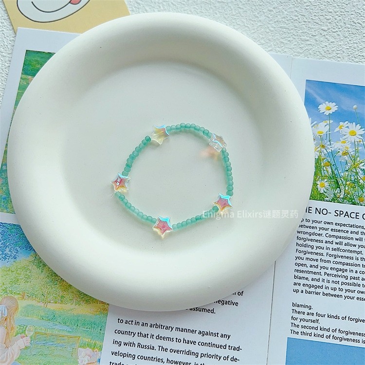 原创多巴胺彩色串珠星星手链小众