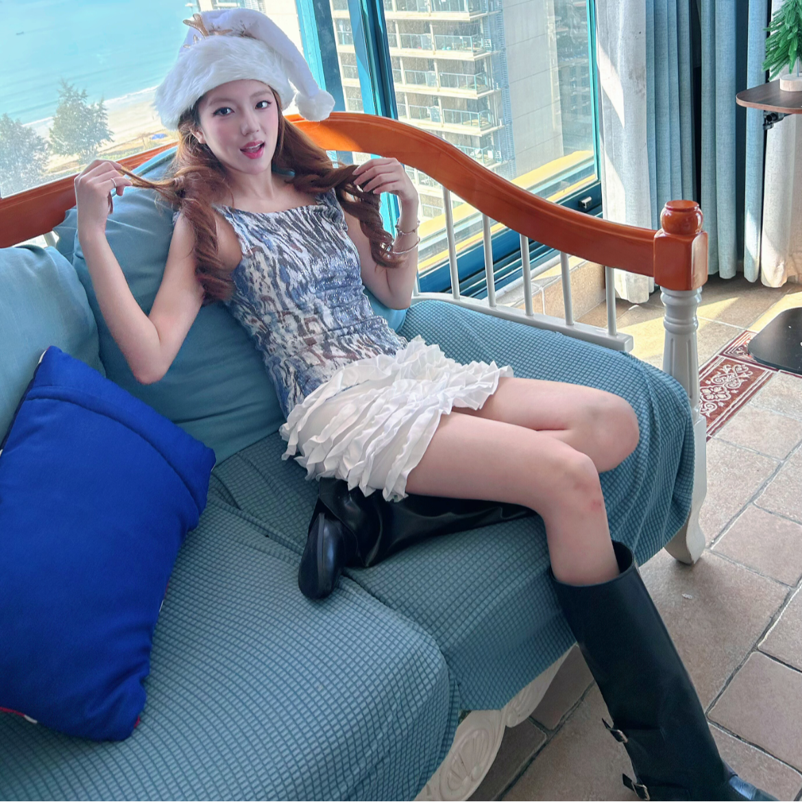 粗跟裤筒靴尖头宽筒靴子大筒围2025年新款堆堆靴高跟长筒靴骑士靴