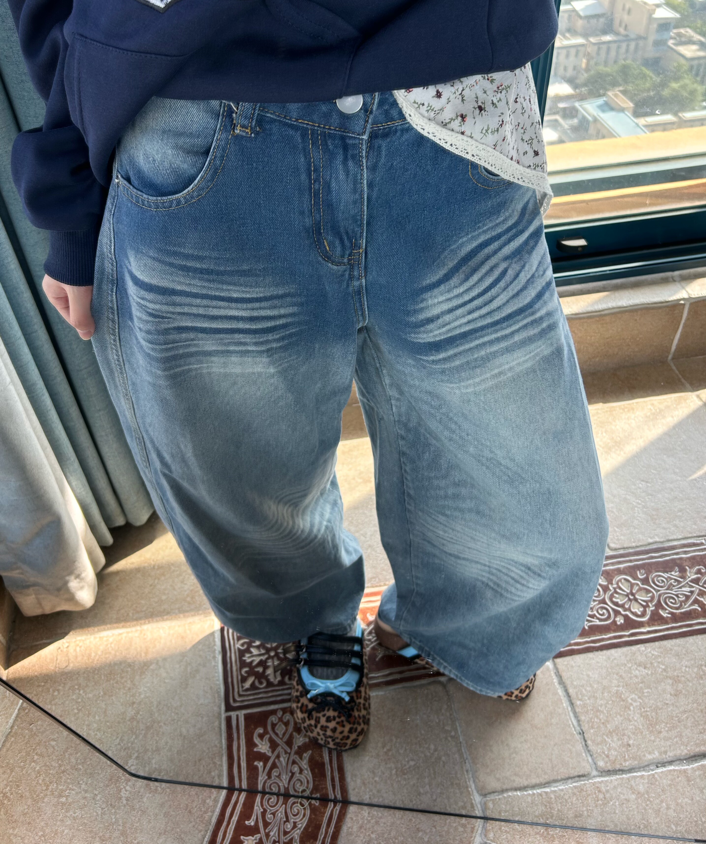 Mishi我家的小猫｜学生党平价美式复古水洗牛仔裤阔腿高腰宽松,女装/女士精品,大码裤装,淘宝优惠券,粉丝福利购,淘宝优惠卷