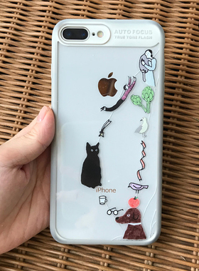 duye度也 韩国huginn and muninn奶牛猫贴纸手帐装饰手绘风治愈系