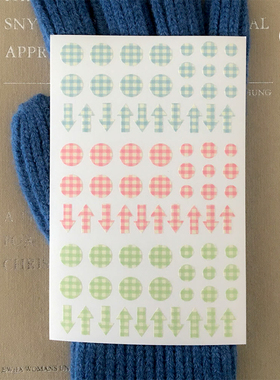 duye度也 韩国trust my vibe复古方格圆点贴纸小物手帐素材拼贴