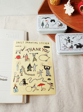 duye度也 韩国huginn and muninn奶牛猫涂鸦贴纸ins手绘风治愈系