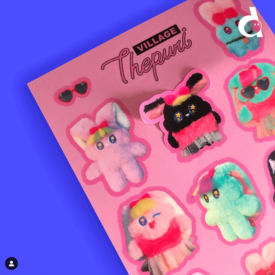 韩国进口可爱少女兔兔毛绒绒贴纸