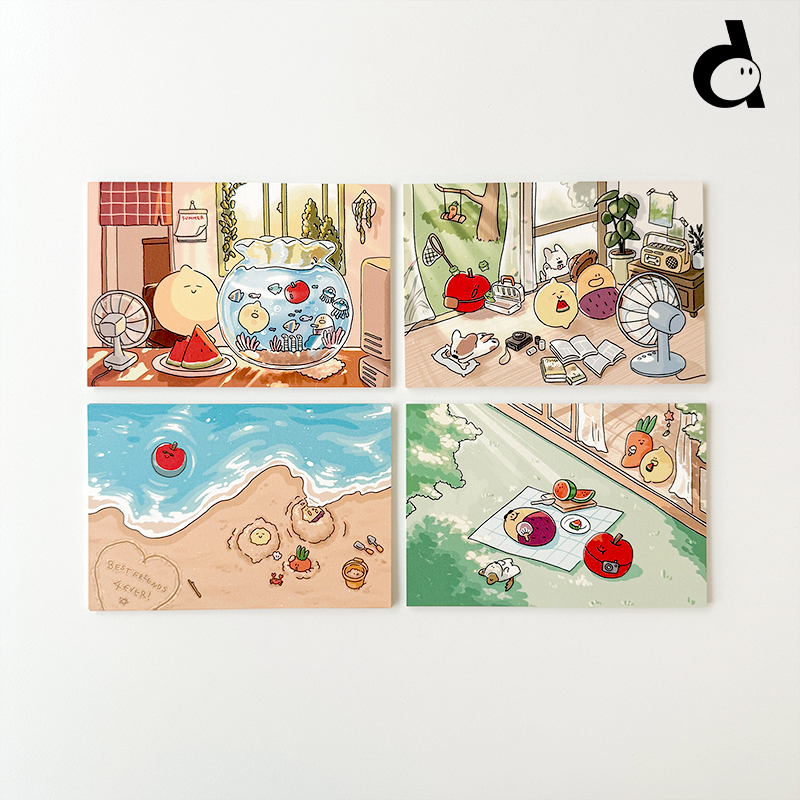 duye度也软萌可爱水果明信片