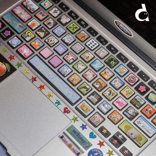 duye度也 键盘贴纸合集镭射小猫滴胶爱心表情包 韩国THENCE正品