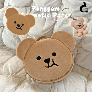 duye度也 韩国panggom歪嘴腐笑熊水桶化妆包化妆镜熊宝宝钥匙链