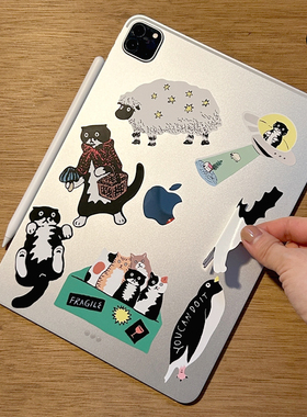 duye度也韩国huginn and muninn可移胶贴纸手绘可爱奶牛猫装饰