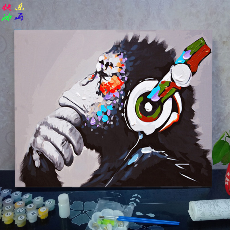 diy猴子儿童卡通减压装饰画定制