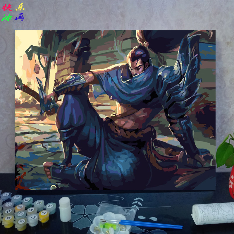 diy数字油画 英雄联盟 动漫游戏 人物定制卡通儿童填色减压装饰画